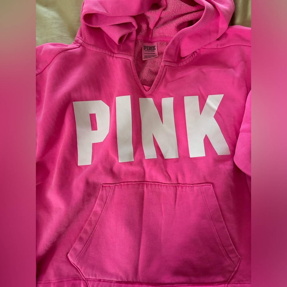 Victorias Secret PINK Fleece Cropped Cinched Campus Hoodie